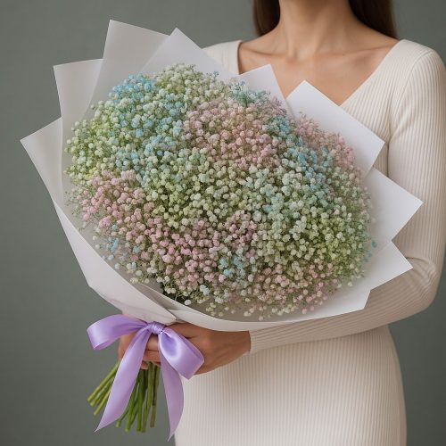 Букет микс гипсофил «Радужное облако»