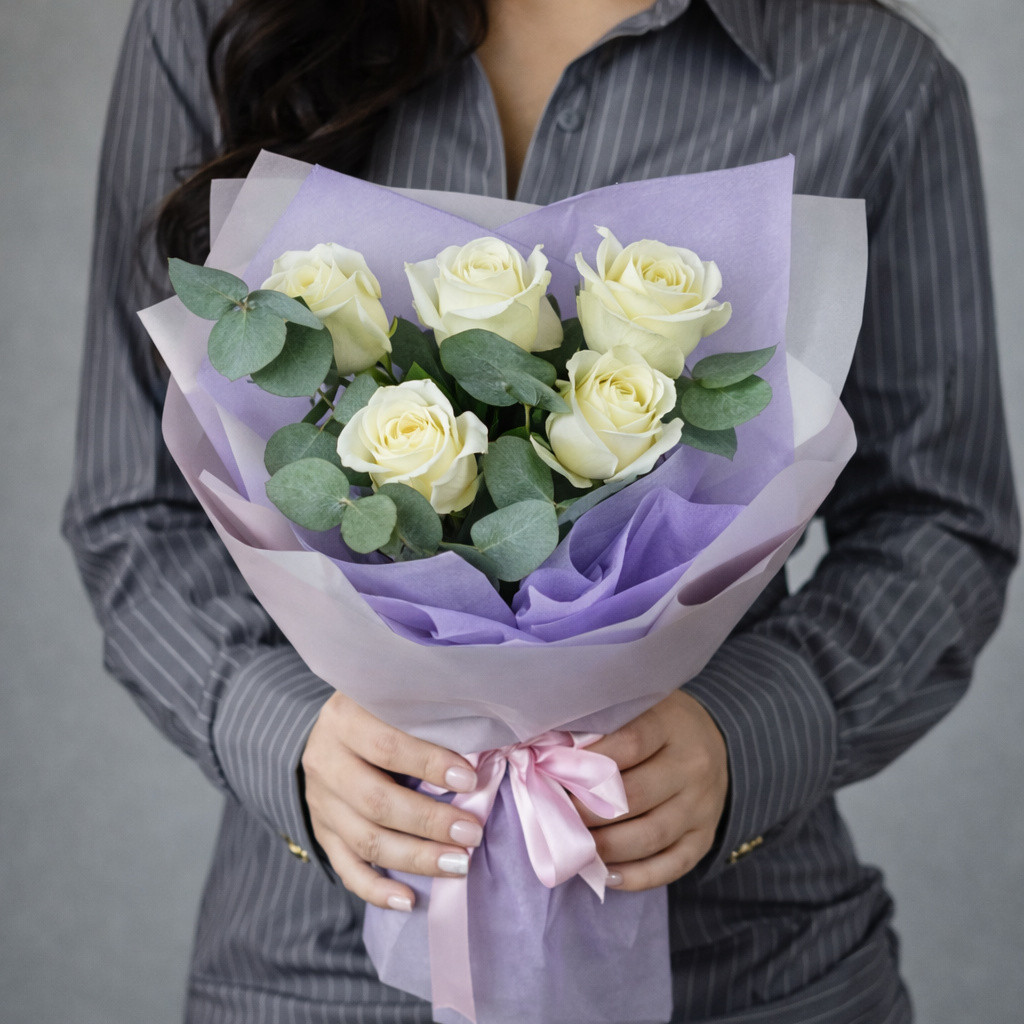 Букет роз «Молочная симфония»